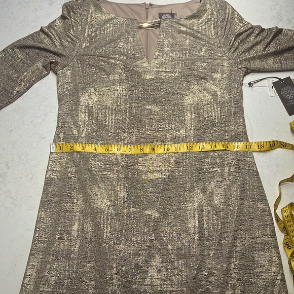 Vince Camuto Metallic Long Sleeve Dress Size 8 - Picture 8 of 9